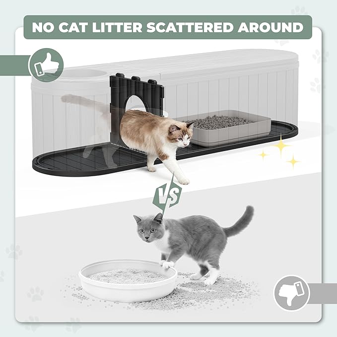 LHBcraft Cat Litter Box Enclosure for 2 Cats,Cat Houses for Indoor Cats,Hidden Litter Box Furniture with Round Lift-up Door-Easy to Assemble Black