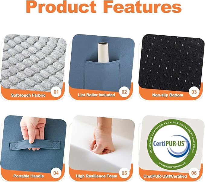 POCBLUE Dog Stairs for Bed 17.7" H, 4-Step Pet Steps for High Bed or Couch, Non-Slip Pet Ramp for Small Dogs and Cats Indoor with Washable Cover, Grey