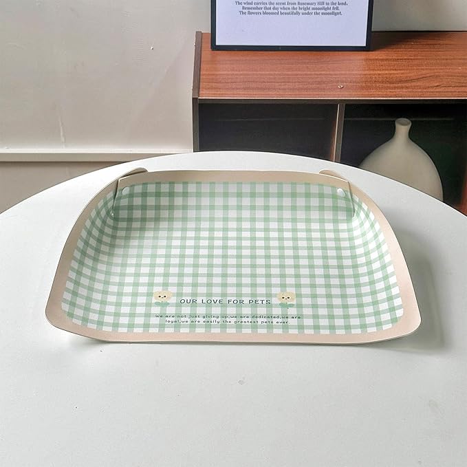 Scratch-Resistant Pet Bowl Mat, PU Placemat for Dogs & Cats, Spill-Proof Design with Easy Maintenance PU Leather Pet Feeding Mat