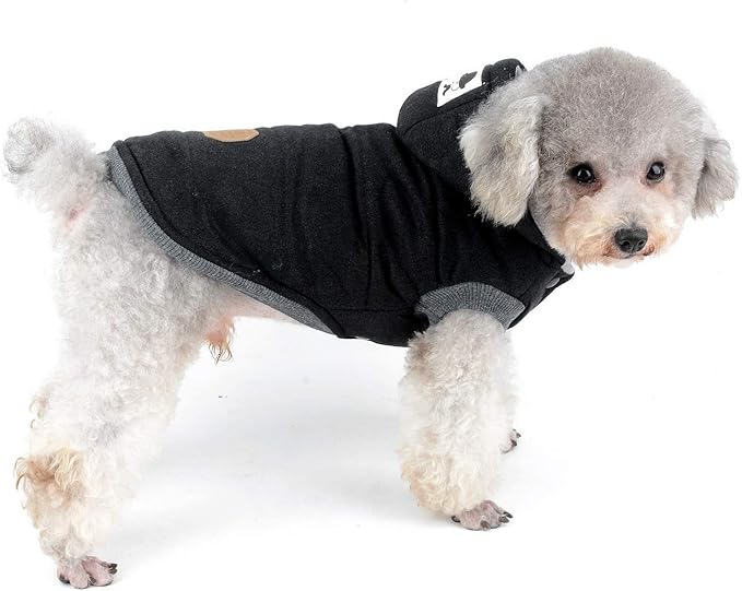 Winter Coats for Small Dog Cat Puppy Hoodies Pet Clothes Jacket Chihuahua Yorkie Walking Outdoor in Cold Weather Black S