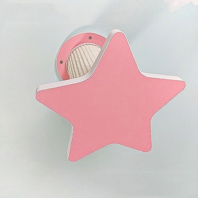 Natural Solid Wood Cat Wall Climbing Set with Colorful Sisal Posts | Cat Wall Furniture for Home & Cats Shelter | with Star/Moon/Cloud Designs(Pink,26 * 26cm)
