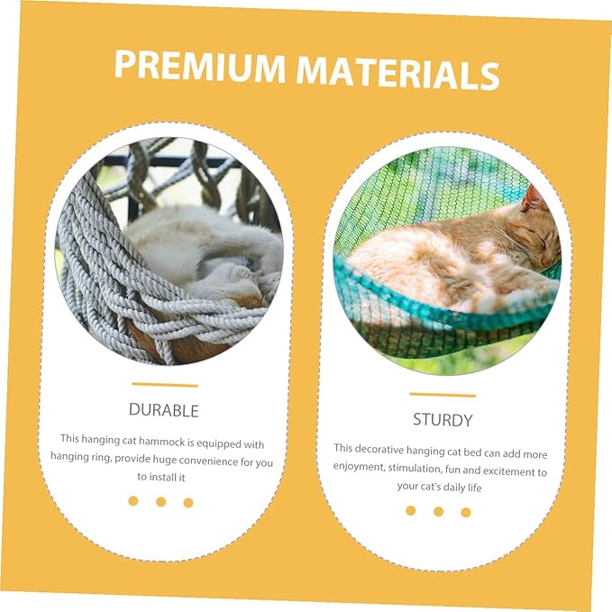 balacoo Macrame Cat Hammock Bed Handwoven Kitten Swing Comfortable Indoor Hanging Nest for Cats to 10 Lbs with 30cm Size Suitable for Home Pet Furniture