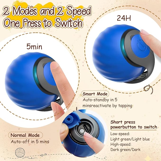 1 PCS Interactive Cat Toy Ball,Newly Speedy Tail and Moving Cat Tail Toy, Indoor Interactive Kitten Teaser Toys for Boredom, Automatic Cat Exercise Toy for Cats with 4 Tails-Blue