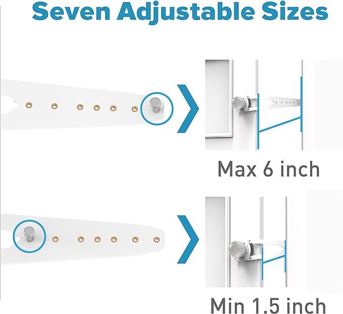 Neobay Cat Door Latch with Stabilizer, 7 Sizes Adjustable Cat Door Holder Latch, Keeps Dog Out of Litter Box, No-Drill & Portable for Interior Doors, White, 2 Packs