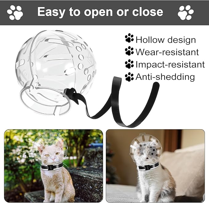 Kifmurase Cat Muzzle for Grooming Adjustable Hood Transparent Cats Helmet Anti Bite Muzzles Prevent from Cats Biting Scratching, Breathable Cat Bubble Muzzle for Nail Trimming Shaving and Bathing