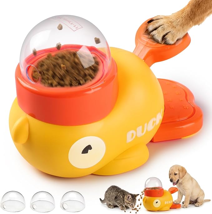 Dog Interactive Treat Dispenser Toy, Interactive Dog Toys Food Puzzle Slow Feeder, Duck-Shaped Cat Treat Dispenser for Training Small Cats,Dogs