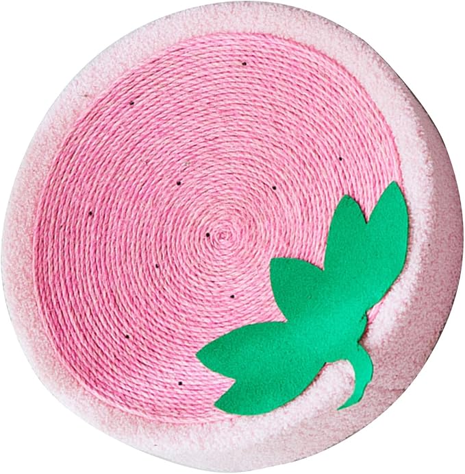 Semme Premium Sisal Cat Scratcher Bed with in One Design Round Shape Lounge for Claw Sharpening Furniture (Strawberry)