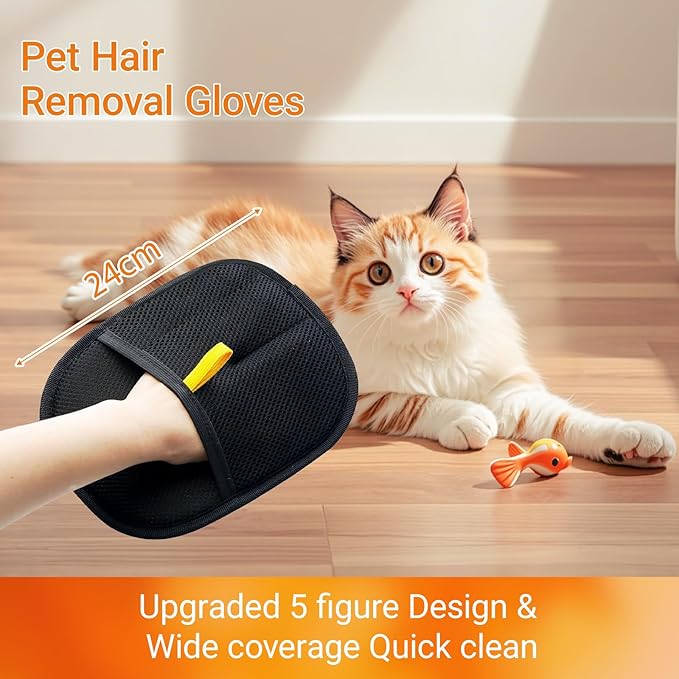 Pet Fur Remover,2pcs Pet Hair Removal Glove, Electrostatic Gloves Pet Hair, Reusable Cats & Dogs Grooming Gloves for Hair Removal