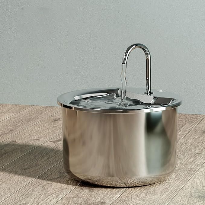 Zerodis Pet Water Fountain, Stainless Steel Cat Water Dispenser with Circulating Filtration 3.2L Large Capacity Quiet Running Dog Feeding Bowl Dishwasher Safe for Pet Indoor Use