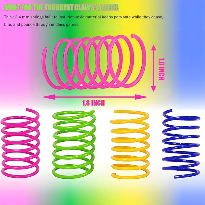 Cat Toys Spring - Interactive Cat Toy & Kitten Toys with Durable Plastic Coils for Swatting, Biting, Hunting - Keeps Cats Fit & Entertained (40Pcs)