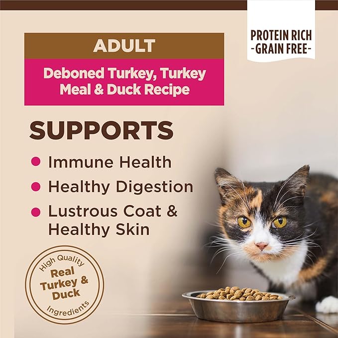 Wellness CORE Adult Dry Cat Food, Natural, Grain Free Kibble, Turkey and Duck Recipe, 11 lb Bag