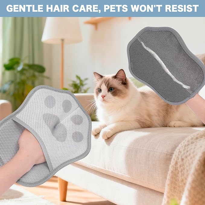 2Pcs Pet Hair Remover Glove for Cats Dogs Grooming Gloves, Electrostatic Pet Hair Removal Glove Reusable The Magic Brush Pet Hair Remover Suitable for Clothing, Sofa, Carpets, Car Seat, Cat Claw
