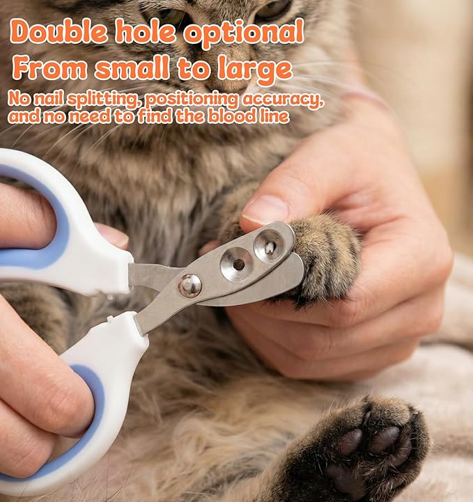 2 Pcs Cat Nail Clipper, Cat Claw Clippers with Guard for Cats Bearded Dragon Animal Claws Trimmer Ideal for Bearded Dragon Cats Rabbit, Non-slip Handle & Stainless Steel Blades, Safe & Easy to Use