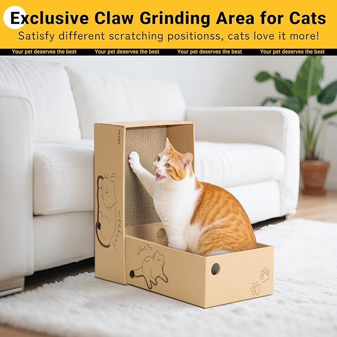 Ycozy Cat Scratcher with 2 Boxes, 6 PCS Replacement Reversible Cat Scratching Board for Cat Paws, Large Cat Scratcher Cardboard Corrugated for Indoor Cats