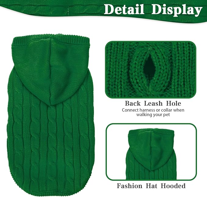 PUPTECK Winter Dog Cat Sweater Coat - Soft Cold Weather Clothes Knitwear for Kitties & Small Dogs Indoor Outdoor Walking Warm, Knitted Classic for Doggies Kitties Girls Boys, Light Green S