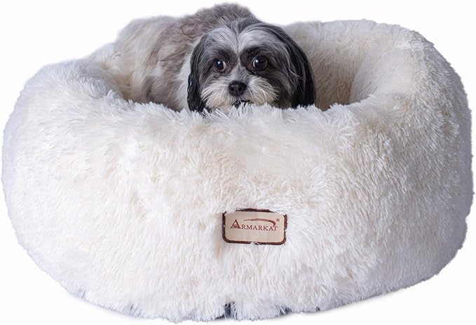 Armarkat Cuddle Bed Model C70NBS-M, Ultra Plush and Soft, White