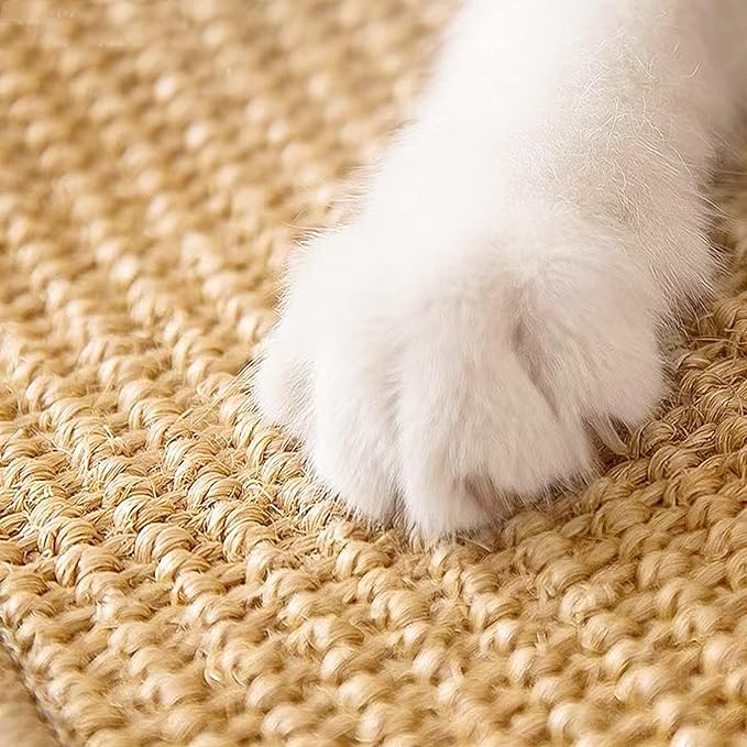 Cat Scratch Mat,23.6 X 15.7 Inch, Natural Sisal Cat Scratching Mat with Jute Border,Protect Sofas, Carpets,Floor, and cat Paws,Beige,1Pack