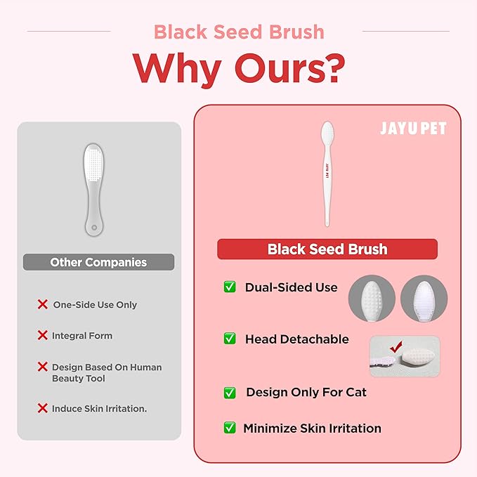 JAYU PET Black Seed Brush - Cat Grooming and Exfoliating Double-Sided Brush for Acne and Chin Treatment (3PCS)