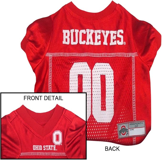 Pets First NCAA College Ohio State Buckeyes Mesh Jersey for DOGS & CATS, X-Large. Licensed Dog Jersey with your Favorite Football/Basketball College Team