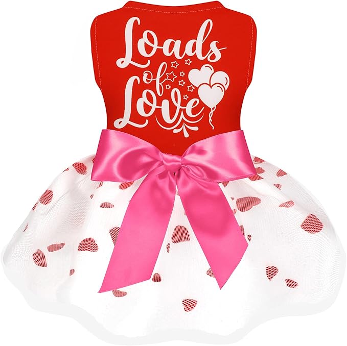 Valentine's Day Small Dog Dresses - Holiday Dog Dress Dog Clothes Bowknot Puppy Festival Skirts for Small Dogs Cats(X-Small,Red)