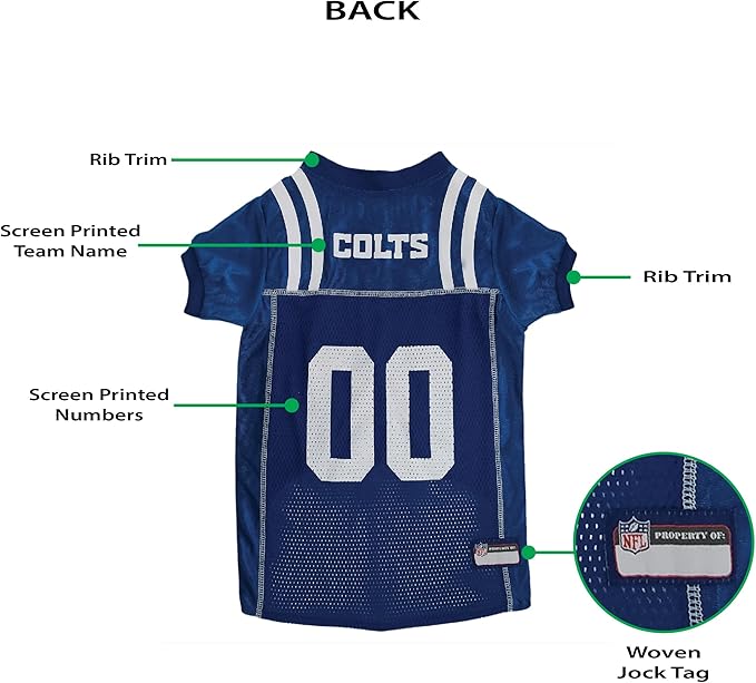 Pets First NFL Indianapolis Colts Dog Jersey, Size Small, Football Shirt Costume for Pet, Dog Sports T-Shirt, NFL Team Clothing for Cats, Licensed Pet Apparel Available in 7 Sizes and 32 Teams