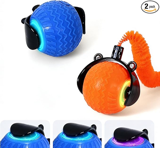 Tri-San Rechargeable Interactive Cat Toys for Bored Indoor Adult Cats - Motion-Activated Engaging Playtime Toys, for Cats (Orange, Blue)