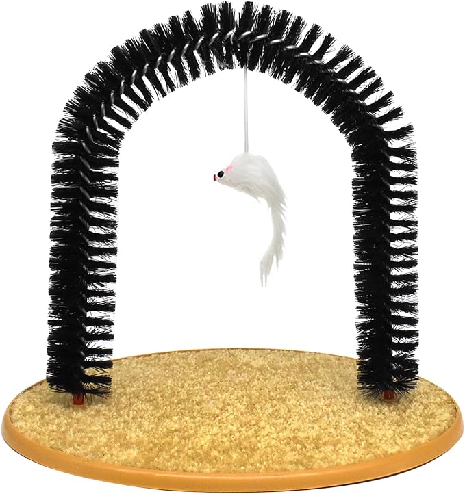 Cat Scratcher,Cat Brushes for Indoor Cats,Self Groomer Scratching Board Scratch Pad,Cat Face Head Self Grooming Brush Post for Deshedding w/Cute Kitten Toy