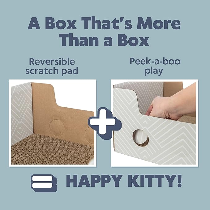 Trixie Scratching Box - Cardboard Cat Scratcher Bed with Two-Sided Scratch Pad - Indoor Cat Furniture with Play Catnip