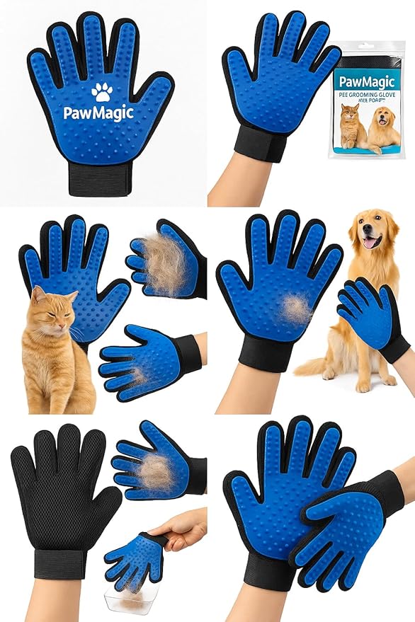 Grooming Glove for Dogs & Cats – Hair Remover & Massage Mitt