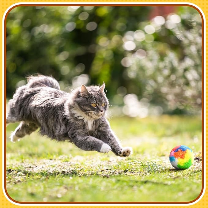 Deekin 20 Pcs Cat Pom Pom Balls Toy 1.6 Inch Kitty Yarn Puffs Assorted Color Plush Soft Balls Fuzzy Kitty Quiet Toy for Pet Cat