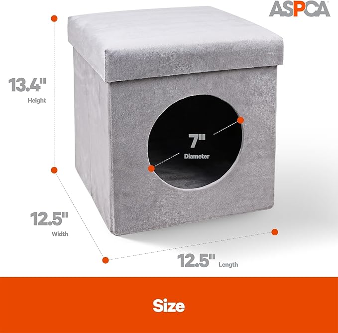 ASPCA-Indoor Cat Condo for Small Cats | Cozy Cat House for Indoor Cats & Kittens | Washable & Foldable | Compact Cat Houses & Condos for Play, Rest & Privacy | Easy to Assemble |12.5" x1.3.4"