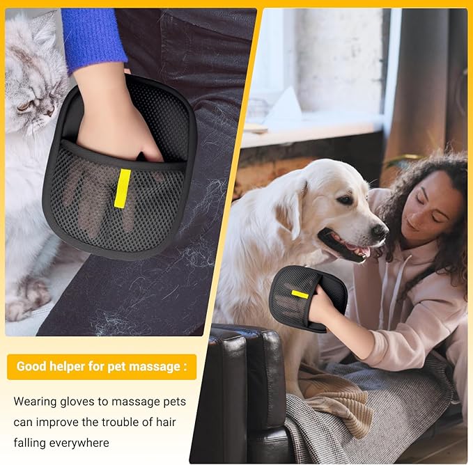 3PCS Pet Hair Removal Glove for Dogs & Cats, 2026-Upgraded Reusable Electrostatic Pet Hair Remover Glove, Magical Brush Pet Hair Mitt for Couch, Carpet, Furniture, Car Seat, Dog & Cat Grooming Gloves