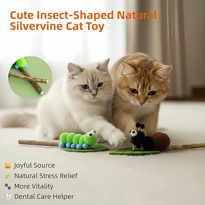 Catnip Toys for Cats, 5 Pcs Interactive Cat Toys Set with Silvervine Sticks, Squeaky Plush Mouse & Chirping Bird, Organic Catnip Dental Chew Toys for Kitten Teething & Boredom Relief