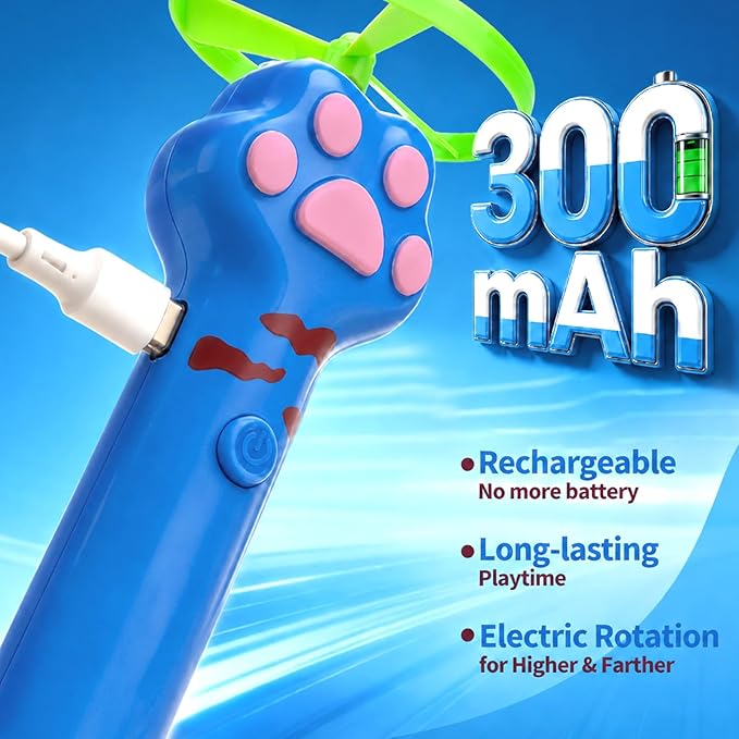 BABORUI Cat Toy Disc Launcher, Rechargeable Interactive Cat Fetch Toy Launcher with 8 Flying Discs, Flying Enrichment Toys for Indoor Bored Kittens & Adult Cats (Blue)