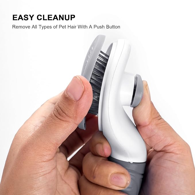 Aogeili Self Cleaning Slicker Brush, Skin Friendly Deshedding Grooming Tool for Dogs, Cats & Bunny, One-Click Release Removes Loose Undercoat, Mats & Tangles, for Long & Short Hair Shedding Pets