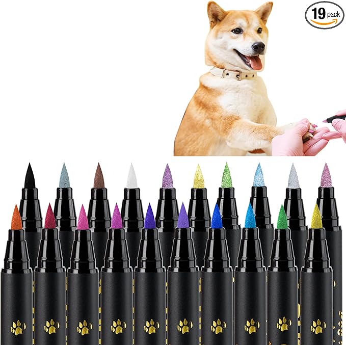 OLINGYOU Dog Nail Polish， Dog Nail Polish Pens Quick Dry-20 Colors, Pet Nail Polish Set for Dogs， DIY Dogs Puppy Nails, Dog Safe Nail Polish Non Toxic, Odorless, Easy to Apply