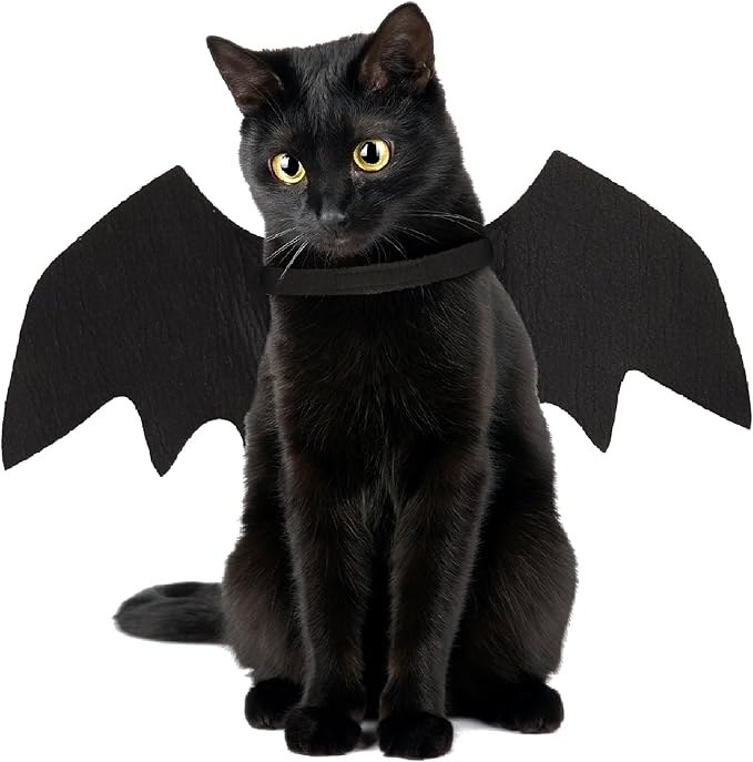 Cat Bat Wings Cat Bat Costume Cats Halloween Costumes Cute Bats Wings for Cats Kitten Halloween Costume Kitten Bats Wing Pet Halloweens Dress Up Accessories,Black M