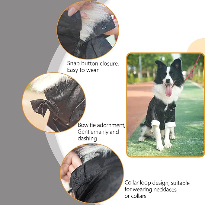 MAMORE Dog Shirts Dress, Elegant Embroidery Couple Dog Clothes for Girl Boy Small Medium Dogs Puppy Cats Set (Black, X-Large)