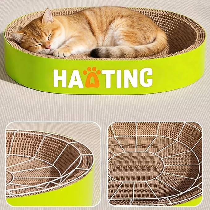 Large Cat Scratcher Bed, Anti-Tip Cardboard Scratching Lounge Couch for Indoor Cats & Kittens, Durable Scratch Pad Bed Furniture Protector(17.72''X3.54''X17.72'')