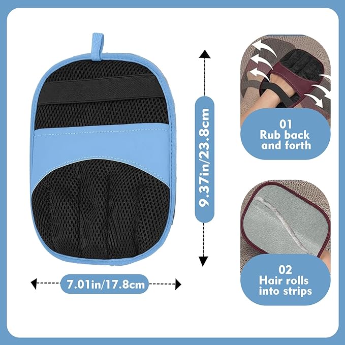2 Pack Blue Pet Hair Removal Glove for Cats and Dogs Reusable Electrostatic Deshedding Grooming Mitt Fur Remover for Furniture Carpet Couch & Car Interior Gentle Massage Brush Washable & Eco-Friendly