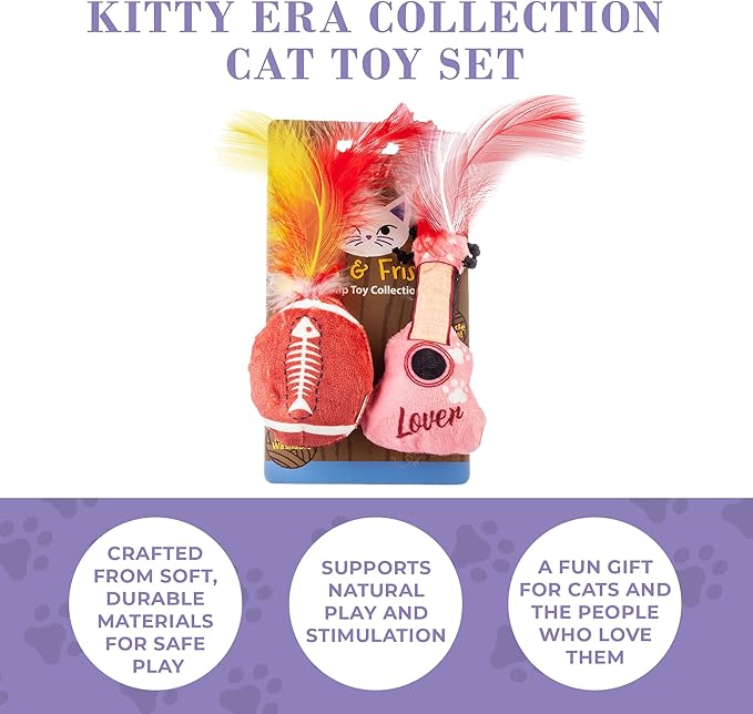 Haute Diggity Kitty Era Collection Set, Plush Cat Toys Catnip Filled with Interactive Crackle Sound, Safe & Durable Toys for Cat & Kitten, 2 Pcs