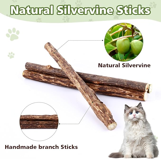 WOUSEDO 27 Pack Catnip Chew Toys for Cats,Cotton Sisal Rope Toys,Cat Natural Silvervine Sticks,for Cat Teeth Cleaning and Dental Care,Interactive Toy for Bored Indoor Cats