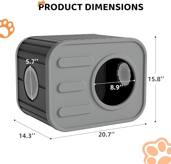 LHBcraft Outdoor Cat House Weatherproof, Insulated Feral Cat House with Camera-Shaped Design, Cat Houses for Outdoor Indoor Cats, Grey