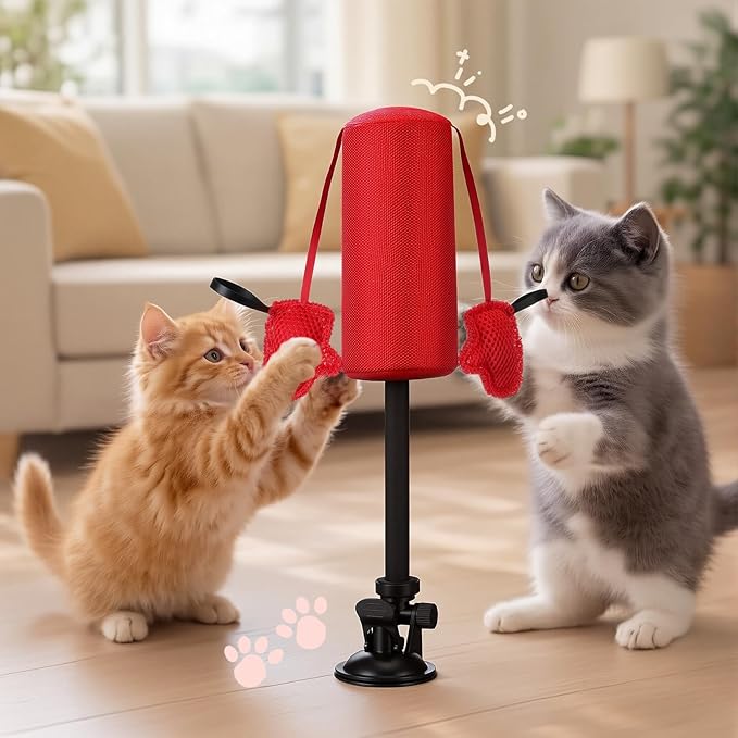 1 Pcs Cat Punching Bag with Boxing Gloves Filled with Catnip Punching Bag Play Gym Action Indoor Kitten Exercise and Fun Activity