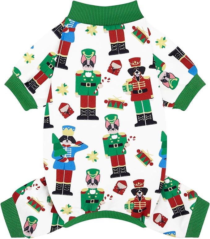 XPUDAC Christmas Dog Pajamas Comfy Dog Clothes for Small Medium Dogs Girl Boy Holiday Pet Outfit Winter Puppy Jumpsuits Pet Pjs Apparel, M