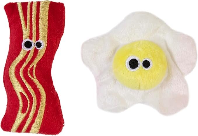 Mad Cat Brunch Buddies Bacon N' Eggs Catnip & Silvervine Cat Toy, Pack of 2