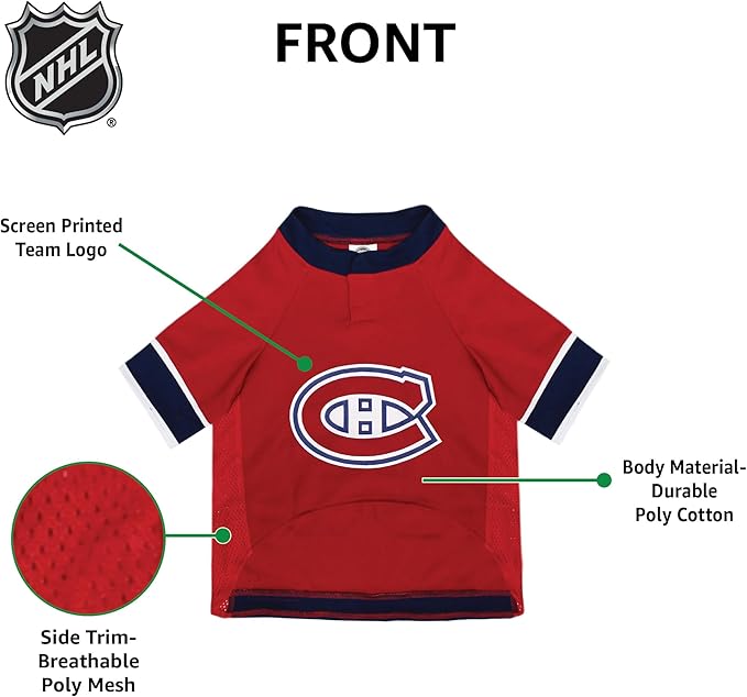 Pets First NHL Montreal Canadiens Jersey for Dogs & Cats, Large. - Let Your Pet Be A Real NHL Fan!