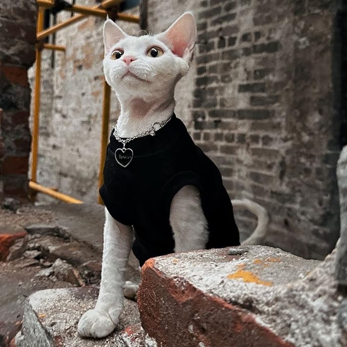 Cotton Sphynx Cat Clothes Spring and Summer Thin High Stretch Hairless Cat Clothes for Devon Rex, Konish Clothes Cat Apparel for Small Cats and Dogs… (Pink, Small)