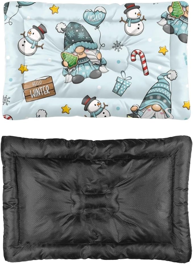 Festive Winter Pattern Print Pet Bed Mat Easy to Clean Dog Bed Mat for Dog Crate Warm Non- Slip Bottom Pet Supplies for Dogs Multi- Scenario Crate Gift Printed Cat 24× 18 Inch