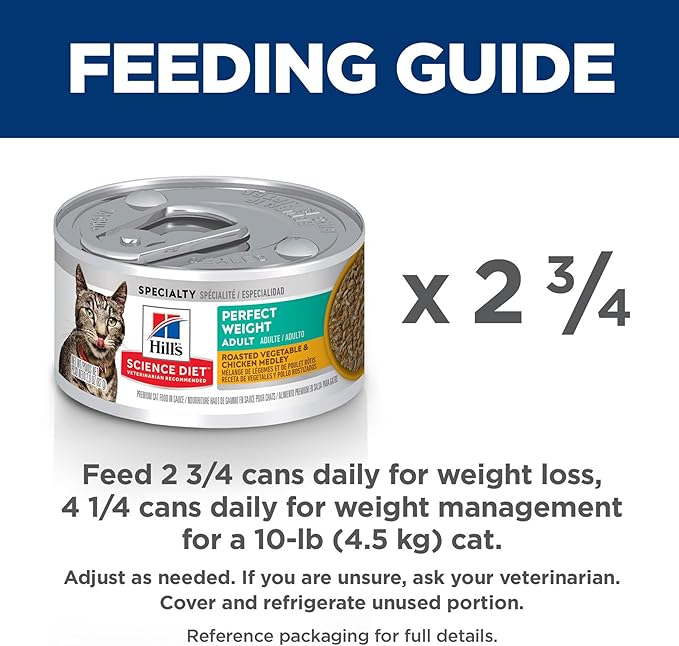 Hill's Science Diet Adult Perfect Weight Wet Cat Food, Roasted Vegetable & Chicken, 2.9 oz. Cans, 24-Pack